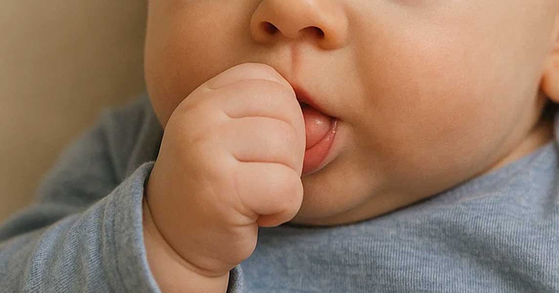 Il dito in bocca nei bambini, significato e rimedi.